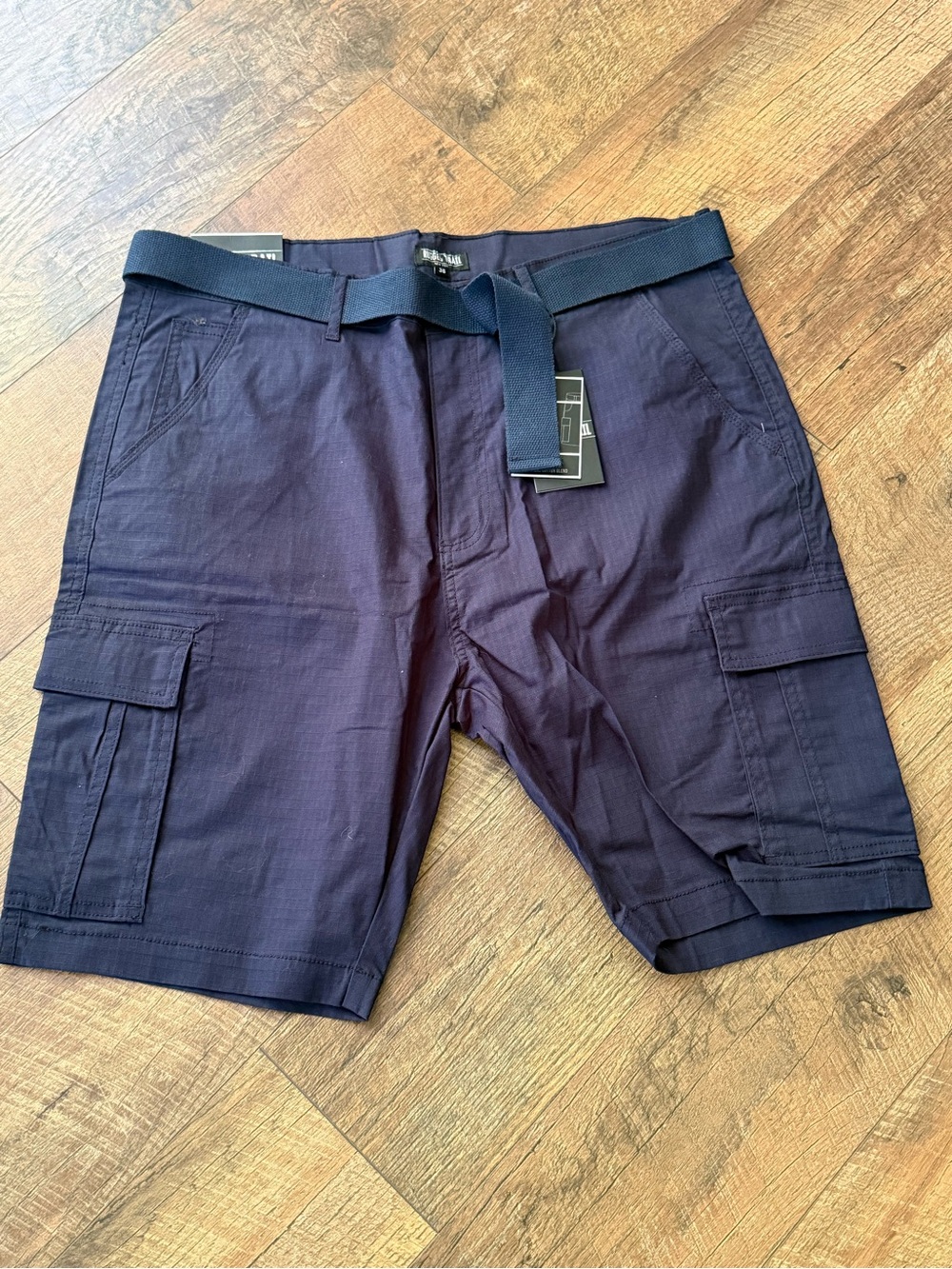 Men's Cargo Shorts with Web Belt - Navy